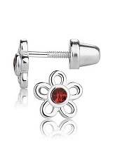 good-looking silver cubic zirconia January birthstone baby earrings